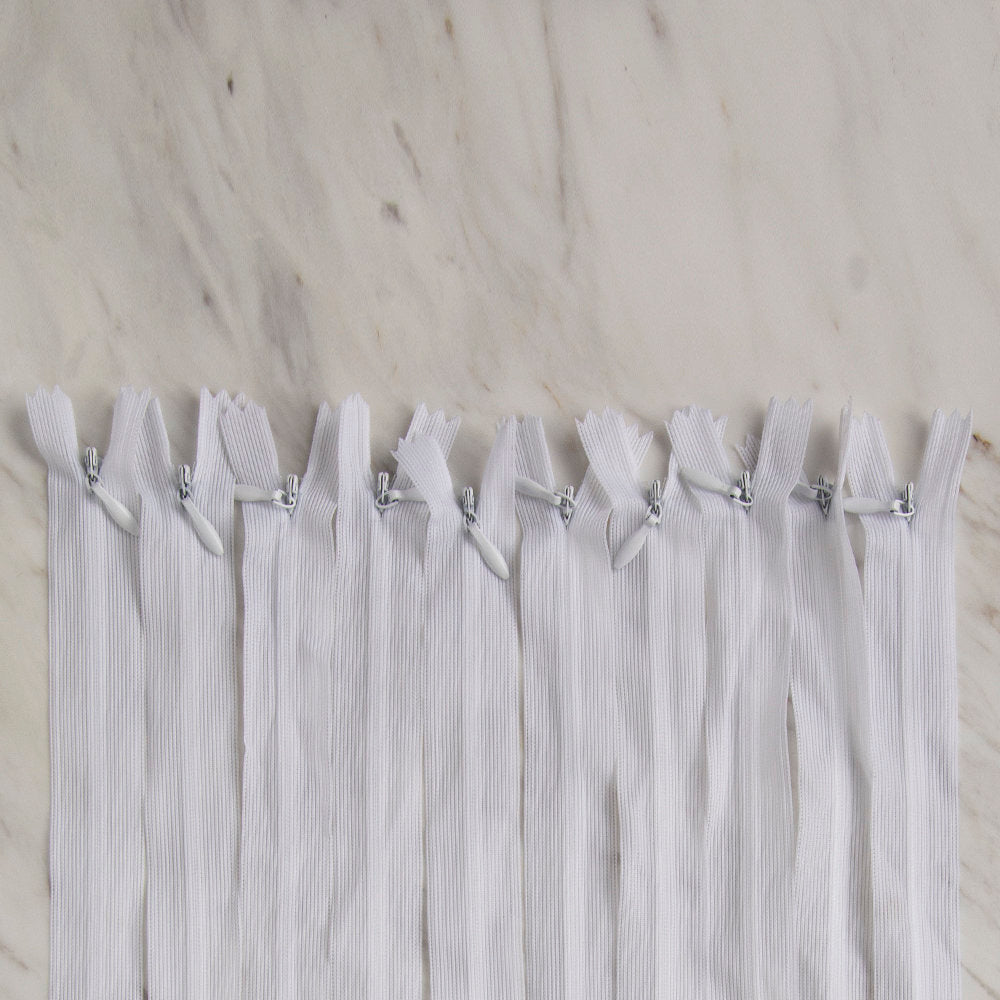 Loren 10 adet 35 Cm Beyaz Gizli Dipli Naylon Fermuar